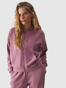 4F Bluza dresowa rozpinana z modalem damska - różowa S. Czerwone bluzy 4f, s, bez wzorów, z dresówki, z kapturem. W wyprzedaży za 79,99 zł.