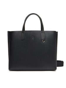 Tommy Hilfiger Torebka Th Distinct Satchel AW0AW17463 Czarny. Czarne torebki klasyczne TOMMY HILFIGER, bez wzorów, ze skóry, bez dodatków. Za 669,99 zł.