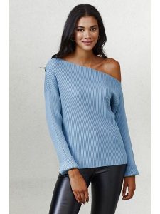 Milan Kiss Sweter w kolorze błękitnym rozmiar: M. Niebieskie długie swetry Milan Kiss, m, bez kołnierzyka. Za 152,95 zł.