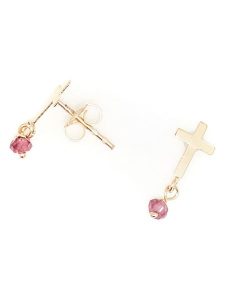 DIAMANTA Złote kolczyki-wkrętki " Croix" z rodolitami rozmiar: onesize. Żółte kolczyki DIAMANTA, złote. Za 200,60 zł.