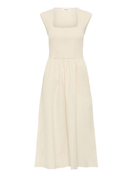 Soaked in Luxury Sukienka w kolorze kremowym rozmiar: S. Brązowe sukienki Soaked in Luxury, s, bez wzorów, bez kołnierzyka, bez ramiączek, midi, rozkloszowane. Za 209,33 zł.