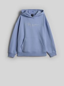 4F Bluza dresowa loose z kapturem damska - niebieska XL. Niebieskie bluzy 4f, xl, bez wzorów, z bawełny, z kapturem. Za 189,99 zł.