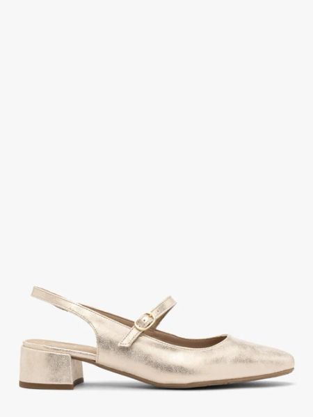 Platynowe czółenka na niskim klocku. Szare czółenka Ryłko, bez wzorów, z gumy, z okrągłym noskiem, bez obcasa, na obcasie, bez zapięcia. W wyprzedaży za 229,99 zł.