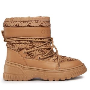 Śniegowce Guess. Brązowe buty zimowe Guess, bez obcasa, bez zapięcia. Za 599,99 zł.