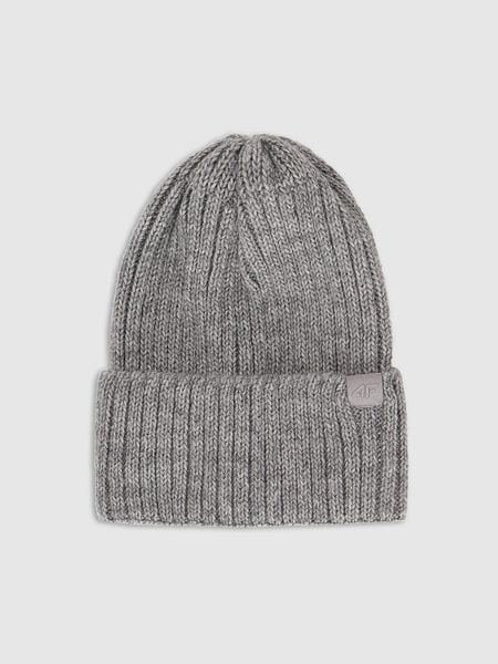 4F Czapka zimowa z dodatkiem wełny damska - szara Uniwersalny. Szare czapki 4f, bez wzorów, z wełny, klasyczne. Za 89,99 zł.