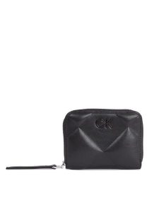 Calvin Klein Portfel Quilt K60K611783 Czarny. Czarne portfele Calvin Klein, bez wzorów, ze skóry. Za 269,99 zł.