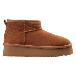 Buty zimowe Fitanu Kanak 92800622210 brązowe. Brązowe botki na zimę, bez wzorów, z jeansu, bez obcasa, na platformie, bez zapięcia. Za 513,13 zł.