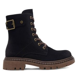 Trzewiki Clara Barson. Czarne botki Clara Barson, bez wzorów, bez obcasa, na płaskiej podeszwie, bez zapięcia. Za 159,99 zł.