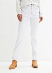 Dżinsy ze stretchem Straight, mid waist. Niebieskie jeansy bonprix, bez wzorów, z jeansu. Za 79,99 zł.