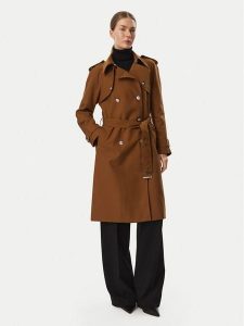Morgan Trencz 242-GTRENCH1 Brązowy Regular Fit. Brązowe płaszcze Morgan, bez wzorów, z syntetyku, bez kaptura. Za 699,99 zł.