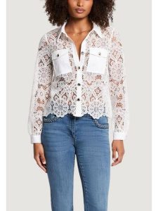 Morgan Koszula 251-CIVI Biały Regular Fit. Białe koszule Morgan, bez wzorów, z syntetyku, bez kołnierzyka, bez ramiączek. Za 359,99 zł.