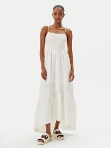 Maaji Sukienka letnia Isadora PT2123CLD008 Biały Regular Fit. Białe kombinezony Maaji, na lato, s, bez wzorów, ze lnu, bez kołnierzyka, bez ramiączek. Za 365,00 zł.