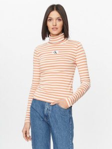 Calvin Klein Jeans Golf J20J222246 Pomarańczowy Slim Fit. Brązowe golfy Calvin Klein Jeans, bez wzorów, z bawełny. Za 289,99 zł.