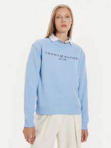 Tommy Hilfiger Bluza Logo WW0WW39791 Błękitny Regular Fit. Niebieskie bluzy TOMMY HILFIGER, xxs, bez wzorów, z bawełny, bez kaptura. Za 369,99 zł.