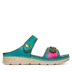 Klapki Laura Vita. Niebieskie klapki LAURA VITA, bez wzorów, bez obcasa. Za 389,99 zł.