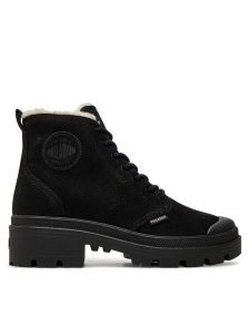 Palladium Trapery 98867-008-M Czarny. Czarne buty zimowe Palladium, z nubiku, bez obcasa, bez zapięcia. Za 659,99 zł.