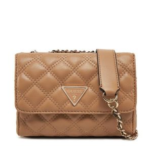 Torebka Guess. Brązowe torebki wieczorowe Guess, z aplikacjami, bez dodatków. Za 299,99 zł.