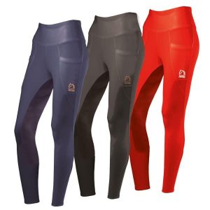 Damskie legginsy jeździeckie z pełną przyczepnością Tattini Begonia. Niebieskie legginsy TATTINI, bez wzorów, z materiału. Za 392,00 zł.