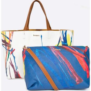Desigual - Torebka Acid Ink. Szare shopper bag marki Desigual, z materiału. W wyprzedaży za 239,90 zł.