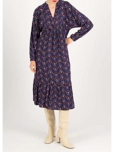 Blutsgeschwister Sukienka "Saint Tropen Fireplace" ze wzorem rozmiar: XXL. Sukienki Blutsgeschwister, na imprezę, s, bez wzorów, z wiskozy, klasyczne, bez kołnierzyka, bez ramiączek, midi, rozkloszowane. Za 193,24 zł.