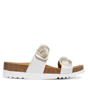 Klapki Scholl. Białe klapki Scholl, bez wzorów, bez obcasa. Za 424,99 zł.