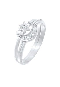 Elli Zestaw pierścionków do łączenia Star Moon Astro Trend z kryształami cyrkonii w srebrze 925 Sterling Silver Pierścionki 1 ct Damski. Szare pierścionki Elli, z cyrkonią, srebrne. Za 293,99 zł.