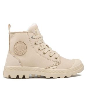 Trapery Palladium. Brązowe buty zimowe Palladium, bez obcasa, bez zapięcia. Za 559,99 zł.