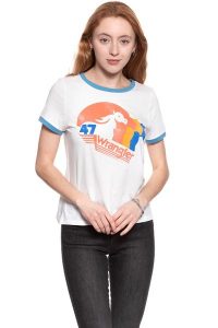 WRANGLER T SHIRT DAMSKI REGULAR TEE EGRET OFF WHITE W7383EVIO 112131034. Białe t-shirty Wrangler, xs, bez wzorów, bez kołnierzyka, bez ramiączek. W wyprzedaży za 39,99 zł.