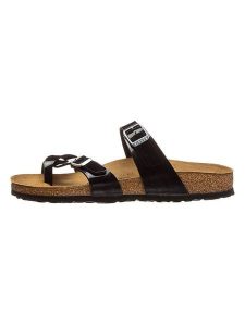 Birkenstock Japonki "Mayari" w kolorze czarnym rozmiar: 42. Czarne klapki Birkenstock, bez wzorów, z otwartym noskiem, bez obcasa. Za 185,95 zł.