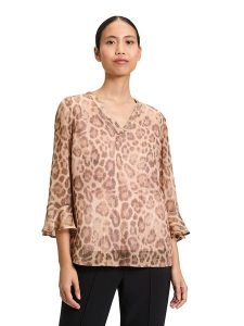 CARTOON Bluzka w kolorze jasnobrązowym rozmiar: 40. Brązowe bluzki Cartoon, bez wzorów, bez kołnierzyka, bez ramiączek. Za 83,22 zł.