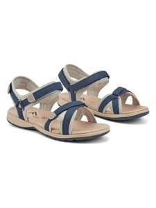 Freyling Sandały w kolorze granatowo-szarym rozmiar: 37. Niebieskie sandały Freyling, bez wzorów, z otwartym noskiem, bez obcasa, bez zapięcia. Za 75,34 zł.