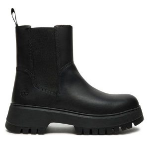 Sztyblety Timberland. Czarne botki Timberland, bez wzorów, bez obcasa, na płaskiej podeszwie, bez zapięcia. Za 579,99 zł.