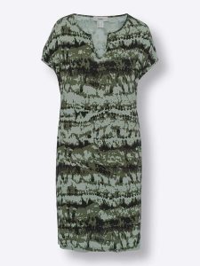 Heine Sukienka w kolorze khaki rozmiar: 44. Brązowe sukienki Heine, na co dzień, bez wzorów, bez kołnierzyka, bez ramiączek, midi, proste. Za 56,99 zł.