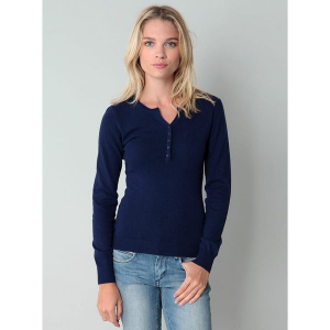 Sweter w kolorze granatowym. Niebieskie swetry klasyczne marki William de Faye, z kaszmiru. W wyprzedaży za 136,95 zł.