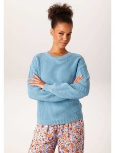 Aniston Sweter w kolorze błękitnym rozmiar: 34. Niebieskie swetry oversize Aniston, bez wzorów, z bawełny, bez ramiączek. Za 104,99 zł.