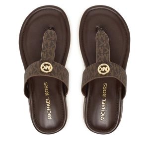 Japonki MICHAEL Michael Kors. Brązowe klapki MICHAEL Michael Kors, bez wzorów, bez obcasa. Za 479,99 zł.