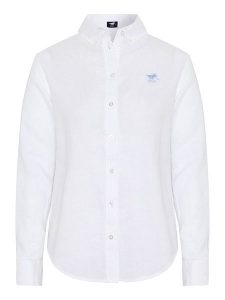 Polo Sylt Lniana koszula - Regular fit - w kolorze białym rozmiar: L. Białe koszule Polo Sylt, l, bez wzorów, ze lnu, bez kołnierzyka, bez ramiączek. Za 109,78 zł.