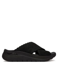 Skechers Klapki Arch Fit 2.0 164079/BBK Czarny. Czarne klapki Skechers, bez wzorów, z materiału, bez obcasa. Za 289,99 zł.