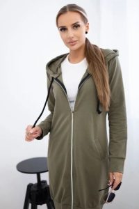 Bluza sukienkowa z kapturem khaki. Brązowe bluzy KESI, l, bez wzorów, z bawełny, z kapturem. Za 234,40 zł.