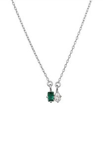 Elli PREMIUM Naszyjnik z kamieniem Damski wisiorek kropla drobny łańcuszek ogniwo Syntetyczny Szmaragd Baguette Cut Zielony 925 Sterling Silver 45 cm. Szare naszyjniki Elli PREMIUM, z cyrkonią, srebrne. Za 298,99 zł.