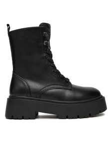 Nine West Trzewiki CEO-RAIDA-01 Czarny. Czarne botki Nine West, bez wzorów, z materiału, bez obcasa, na płaskiej podeszwie, bez zapięcia. Za 279,99 zł.