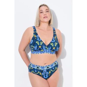 Damskie Bikini miękkie miseczki regulowane ramiączka. Niebieskie bikini Ulla Popken, bez wzorów, z elastanu. Za 239,99 zł.