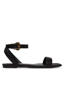 Versace Jeans Couture Sandały 80VA3S61 ZSS84 899 Czarny. Czarne sandały Versace Jeans Couture, bez wzorów, z jeansu, bez obcasa, na płaskiej podeszwie, bez zapięcia. Za 568,99 zł.