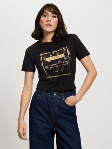 Cross Jeans Koszulka w kolorze czarnym rozmiar: L. Czarne bluzki Cross Jeans, l, bez wzorów, z jeansu, bez kołnierzyka, bez ramiączek. Za 52,67 zł.