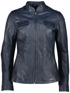 7eleven Skórzana kurtka "Flaviana" w kolorze granatowym rozmiar: 40. Niebieskie kurtki 7eleven, bez wzorów, ze skóry, bez kaptura. Za 399,71 zł.