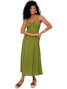 Aller Simplement Sukienka w kolorze oliwkowym rozmiar: 38/40. Zielone sukienki Aller Simplement, bez wzorów, bez kołnierzyka, bez ramiączek, maxi. Za 127,95 zł.