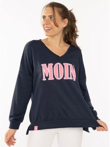 Zwillingsherz Bluza "Moin" w kolorze granatowym rozmiar: L/XL. Niebieskie bluzy Zwillingsherz, l, bez wzorów, bez kaptura. Za 204,48 zł.