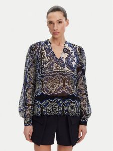 Morgan Bluzka 251-OJAL.F Granatowy Regular Fit. Niebieskie bluzki Morgan, bez wzorów, z syntetyku, bez kołnierzyka, bez ramiączek. Za 159,99 zł.