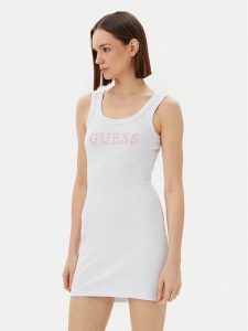 Guess Sukienka codzienna V5GK06 K8RT2 Biały Slim Fit. Białe kombinezony Guess, na co dzień, s, z aplikacjami, z wiskozy, bez kołnierzyka, bez ramiączek, proste. Za 139,99 zł.