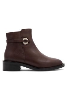 Gino Rossi Botki DORIS-110394 Brązowy. Brązowe botki Gino Rossi, bez wzorów, ze skóry, bez obcasa, na płaskiej podeszwie, bez zapięcia. Za 359,99 zł.
